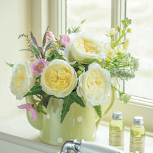 Pitcher of Patience roses with Charming milky buds ruffle out into ivory sculpted cups of delicate, lace-like petals revealing a creamy colored centre with just a hint of pale, buttery yellow.

